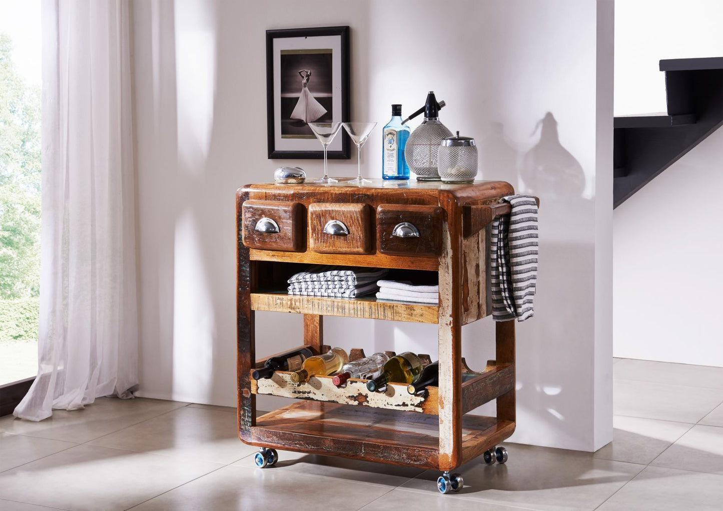 Desert Solid Wood Bar Trolley