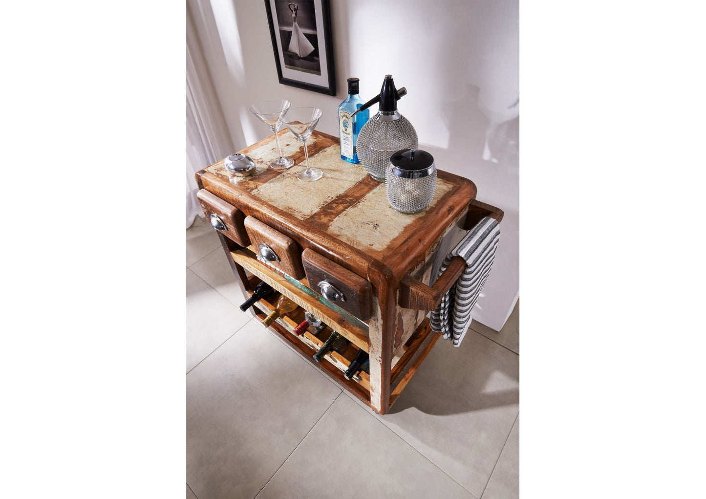 Desert Solid Wood Bar Trolley