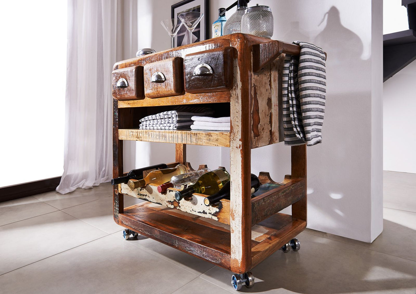 Desert Solid Wood Bar Trolley